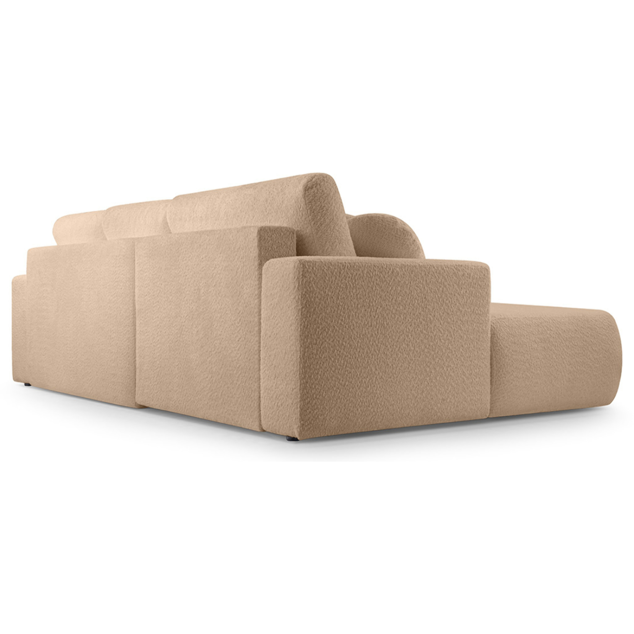 Candela - canapé d'angle gauche 4 places - convertible avec coffre - en tissu bouclette - Taupe