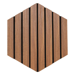 Lot de 3 panneaux décoratifs Colva effet noyer fond noir 30x26cm