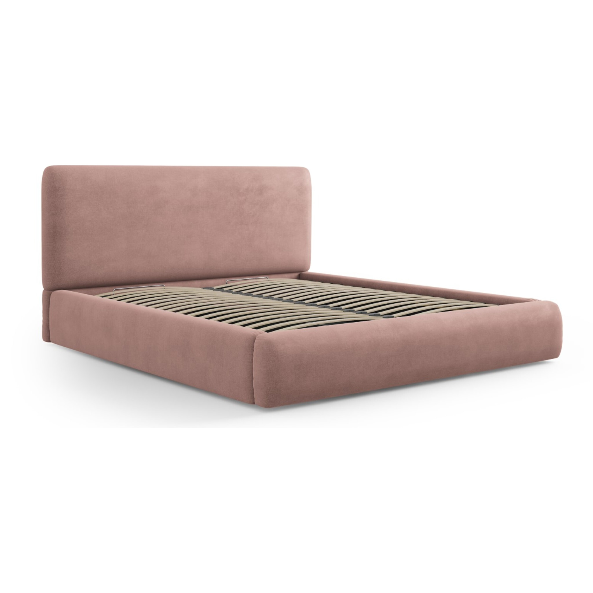 Lit coffre avec tête de lit "Colonel" 200x200cm en chenille rose