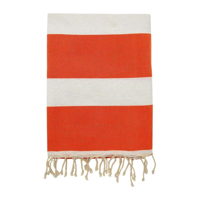Fouta plate traditionnelle Orange 100x200 190g/m² - Transat Orange