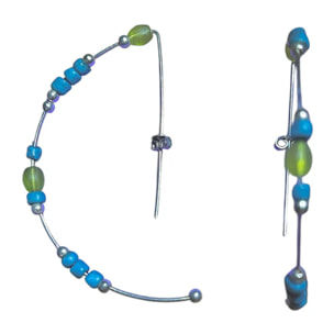 Pendiente tipo aro en plata 925 tonos verdes cristal _ Plata Úncia