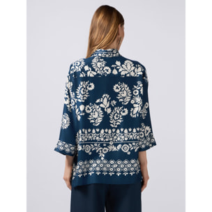 Oltre - Camisa de viscosa estampada - Azul
