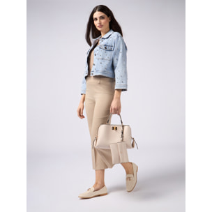 Oltre - Pantalones little flare mezcla de algodón - Beige