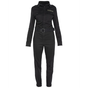 TRSUITW JUMPSUIT WITH US NAVY BADGES & BELT IN TENCEL 63% COTTON 18% TENCEL 15% POLYESTER 4% ELASTANE Nero