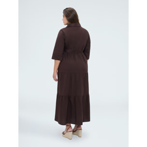Fiorella Rubino - Vestido camisero Power con volantes - Marrón