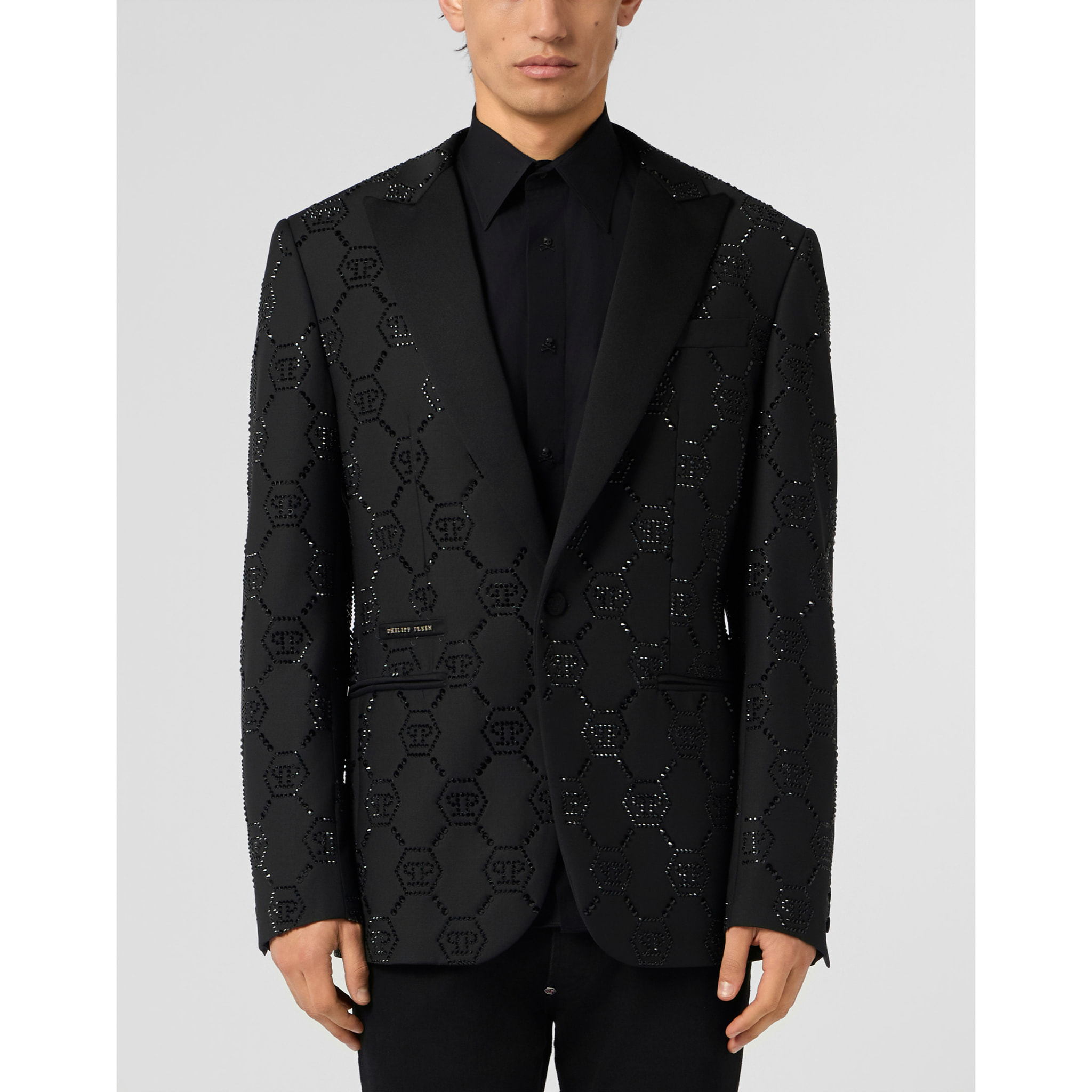 PHILIPP PLEIN Wool Blazer With Stin Details Monogram