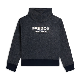 Maglia collo alto in cotone e lurex per un effetto glitter