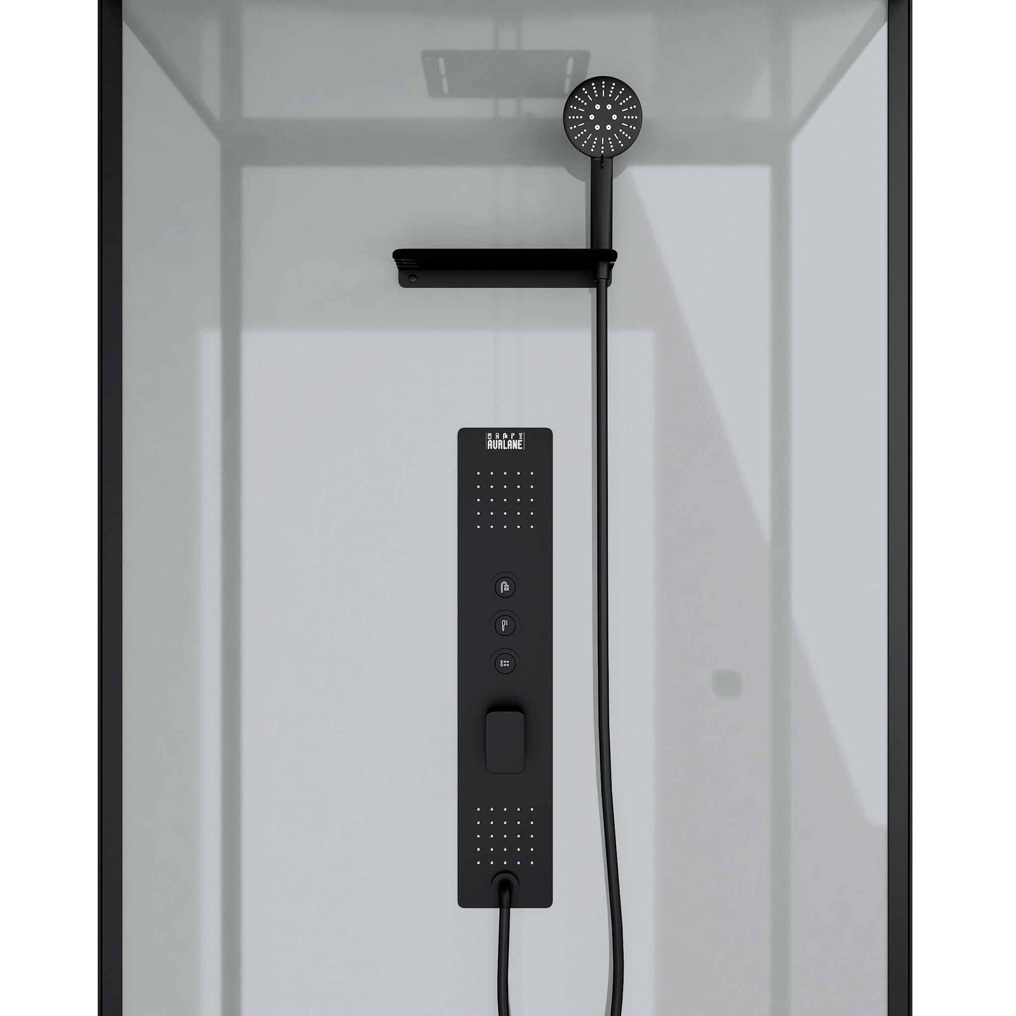 Cabine de douche Hydromassante 90x90x215 cm - Fonds Gris et Profilés Noir Mat - GREY STYLE