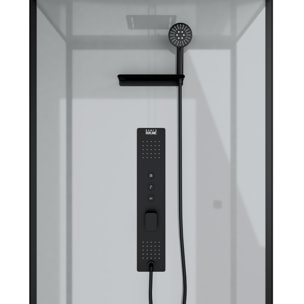 Cabine de douche Hydromassante 90x90x215 cm - Fonds Gris et Profilés Noir Mat - GREY STYLE