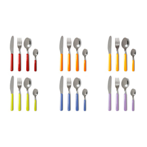 Set de 24 couverts Fashion en acier inox, multicolore