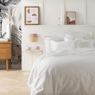 Housse de couette unie en satin de coton, Made in France, TRIUMPH LINE , Blanc
