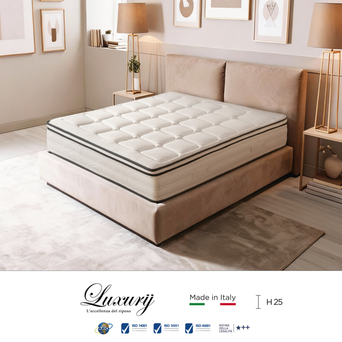 "Firenze" H25 cm 90x190 guanciale Memory OMAGGIO 2cm memory foam