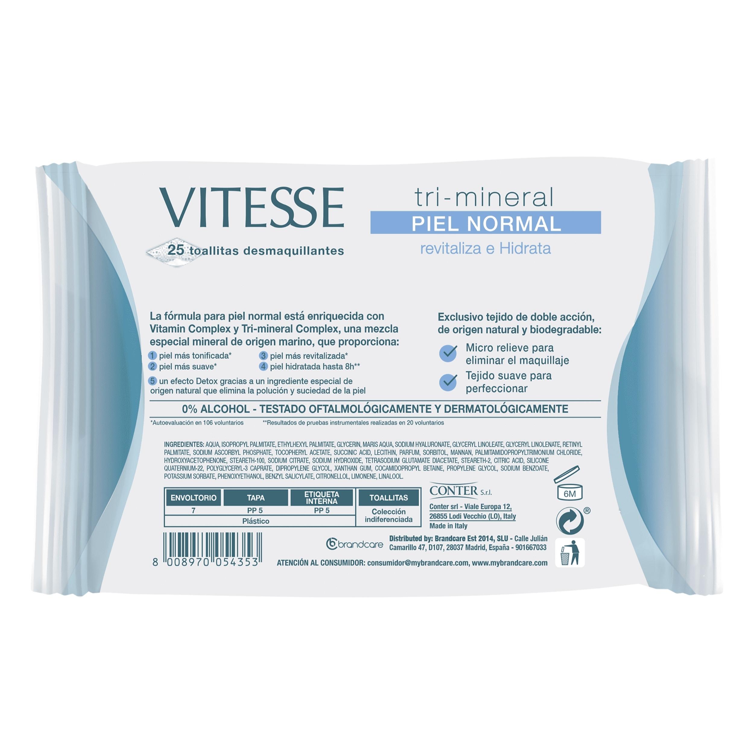 PACK X6 TOALLITAS DESMAQUILLANTES MINERAL NORMAL VITESSE