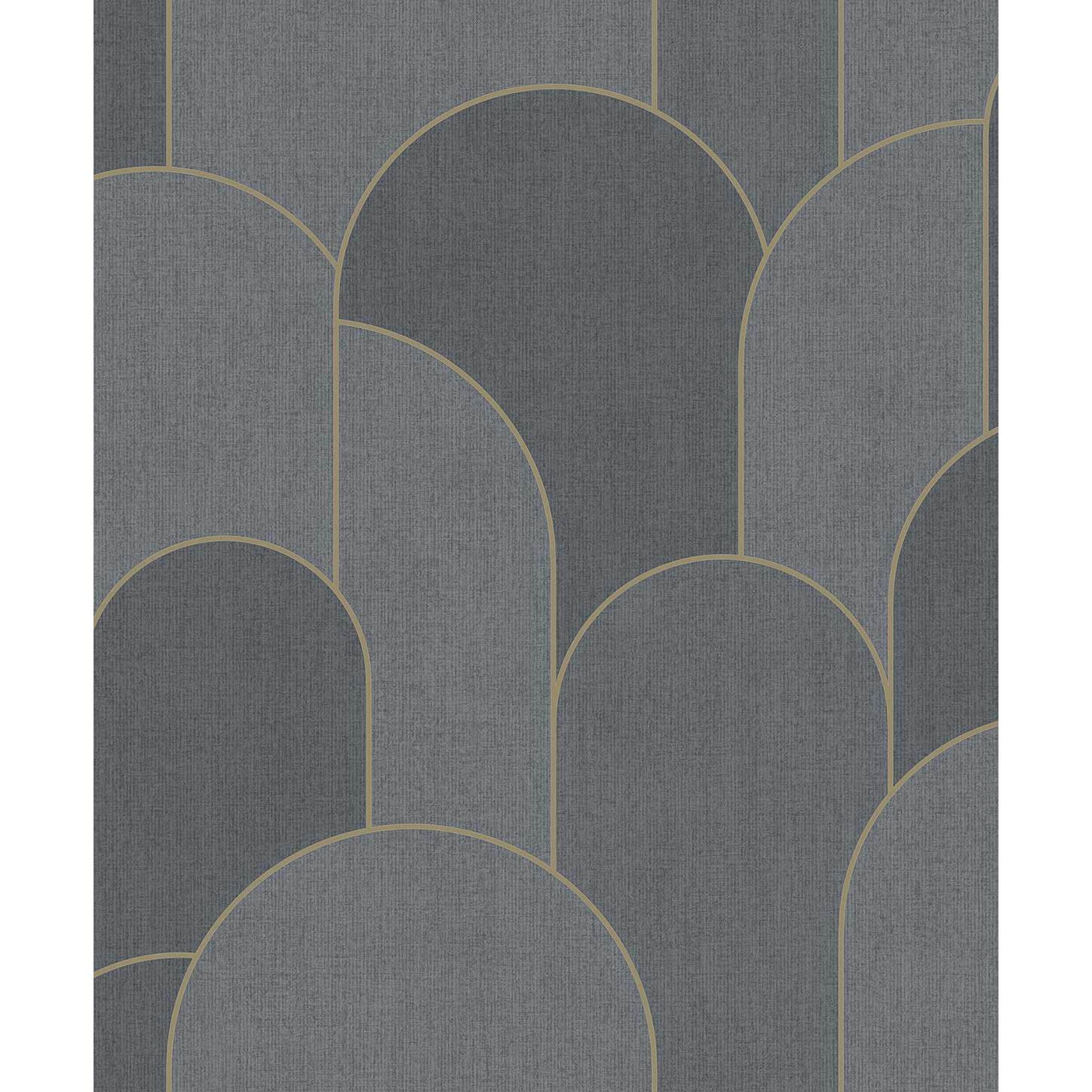 Papier peint arches art déco bleu nuit doré