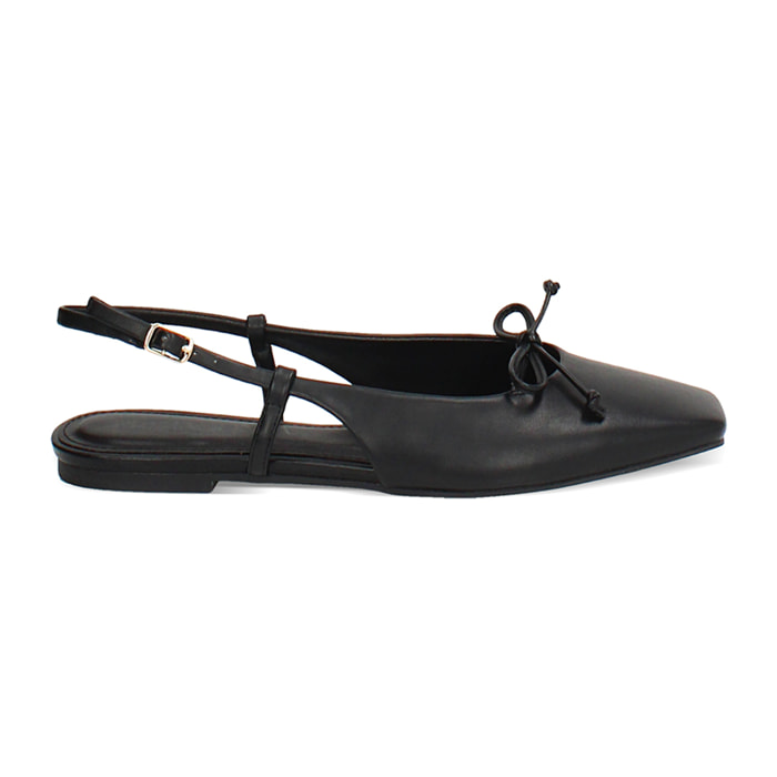 Ballerine slingback donna nere con punta quadra