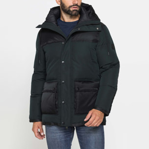 GIACCONE IMBOTTITO CON CAPPUCCIO COLOR BLOCK