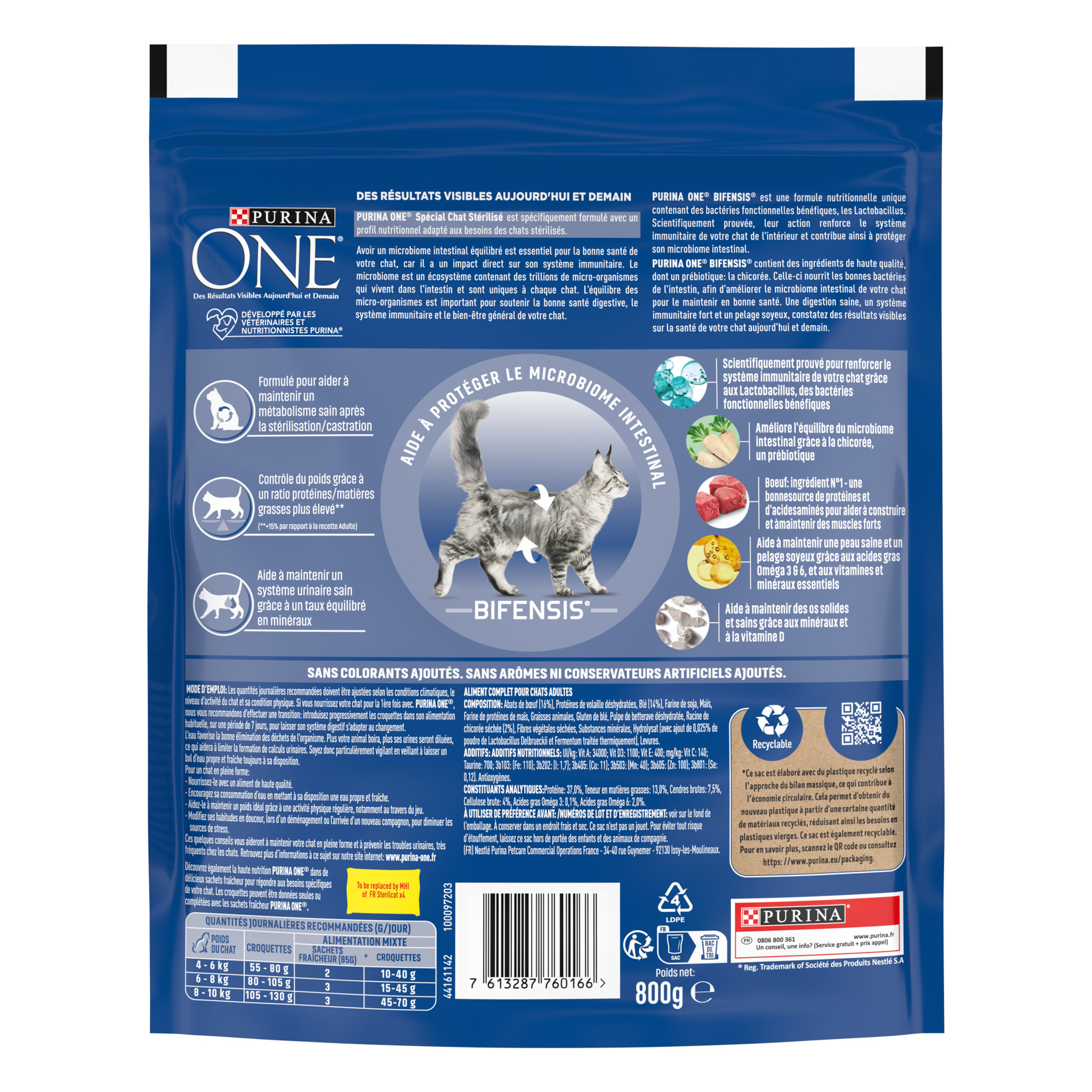 PURINA ONE CHAT Stérilisé Bœuf 800g - Lot de 4