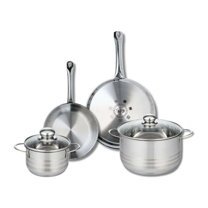 Ensemble de 2 Poêles de cuisson 24 et 28 cm et 2 faitouts 16 et 24 cm Elo Profi Brillant