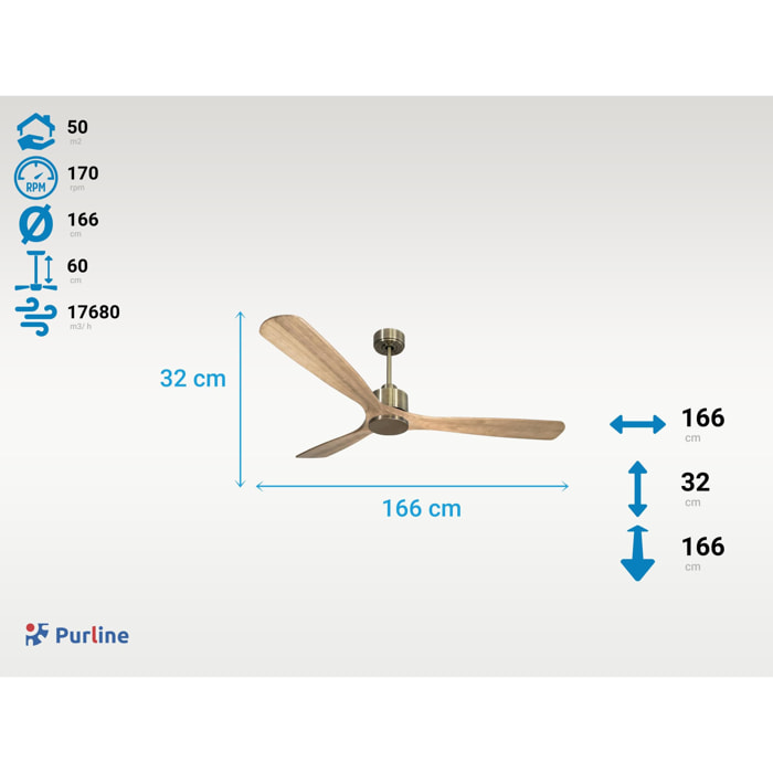 Ventilateur de plafond Réversible  Thermostat Wifi Moteur à courant continu Toits en pente Télécommande Hypersilence Mémoire