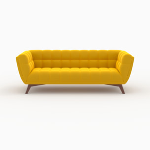 Ensemble canapé et fauteuil en velours jaune 4 places - Mona