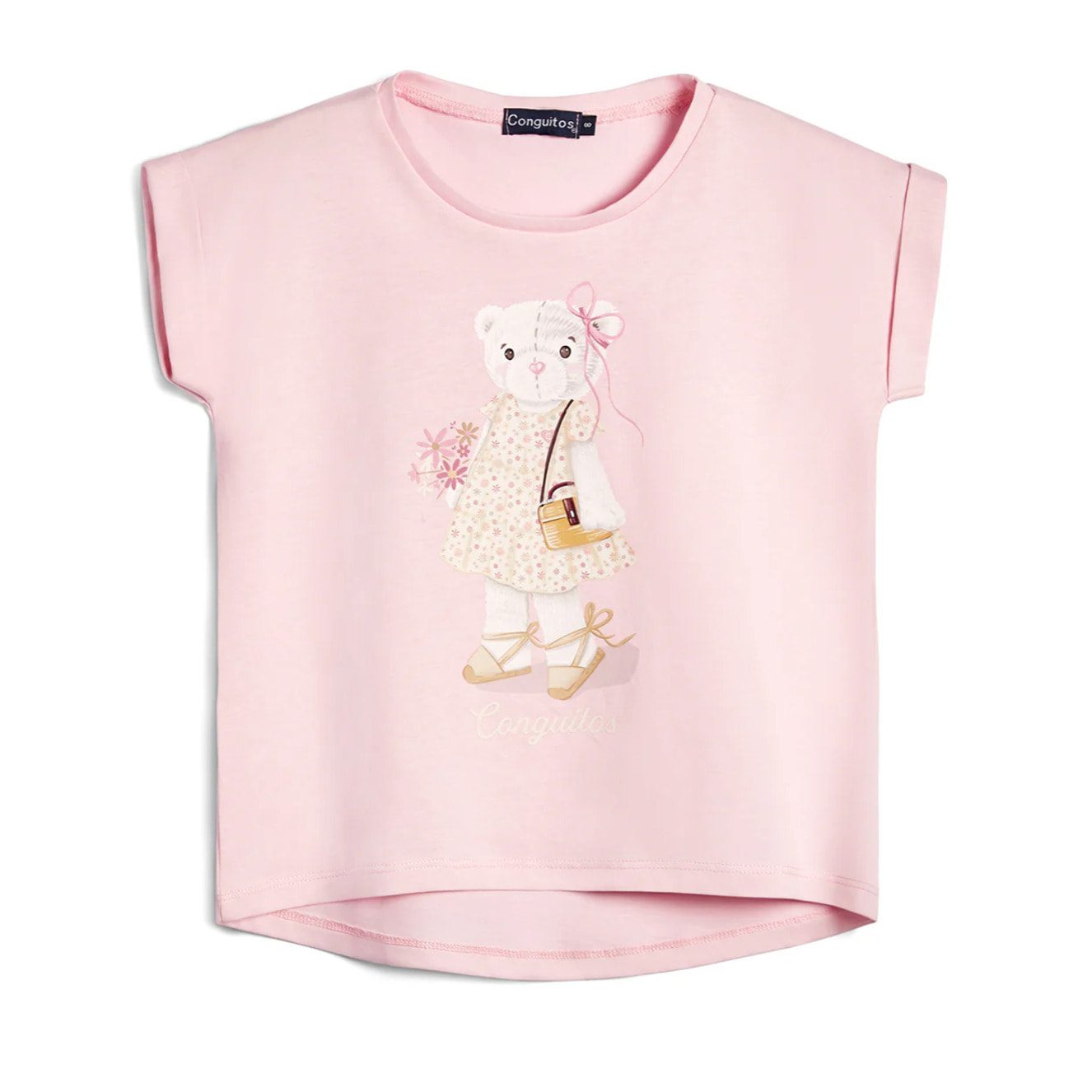 Camiseta de Niña Estampado Osito Rosa
