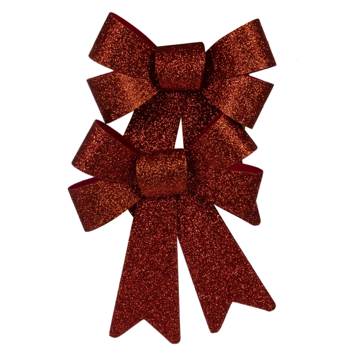 DAM  Confezione da 2 fiocchi lucidi 21x2x25 Cm. colore rosso
