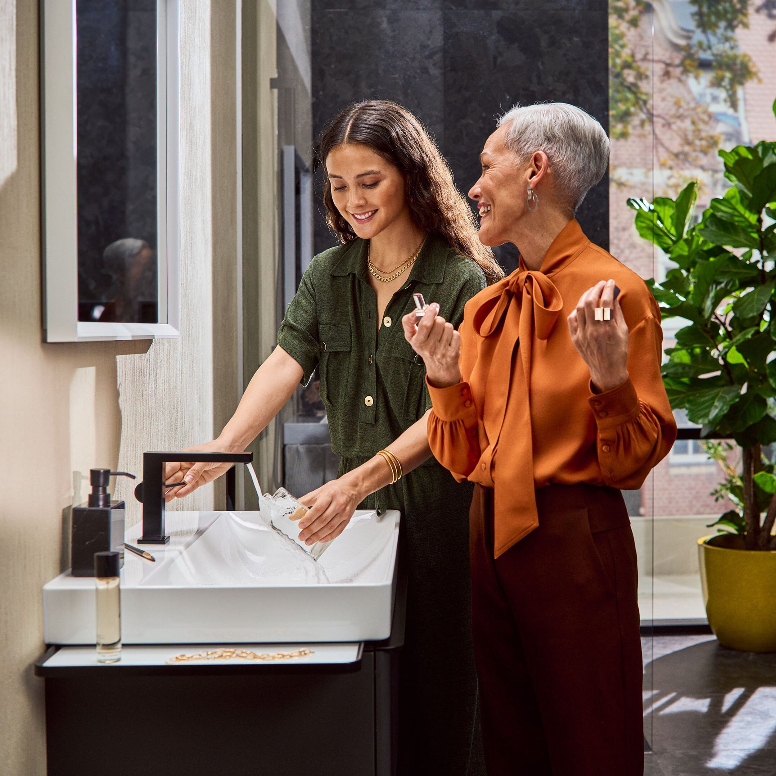 Mitigeur lavabo CoolStart Tecturis E 110 Fine EcoSmart+ bonde clic-clac, Noir mat