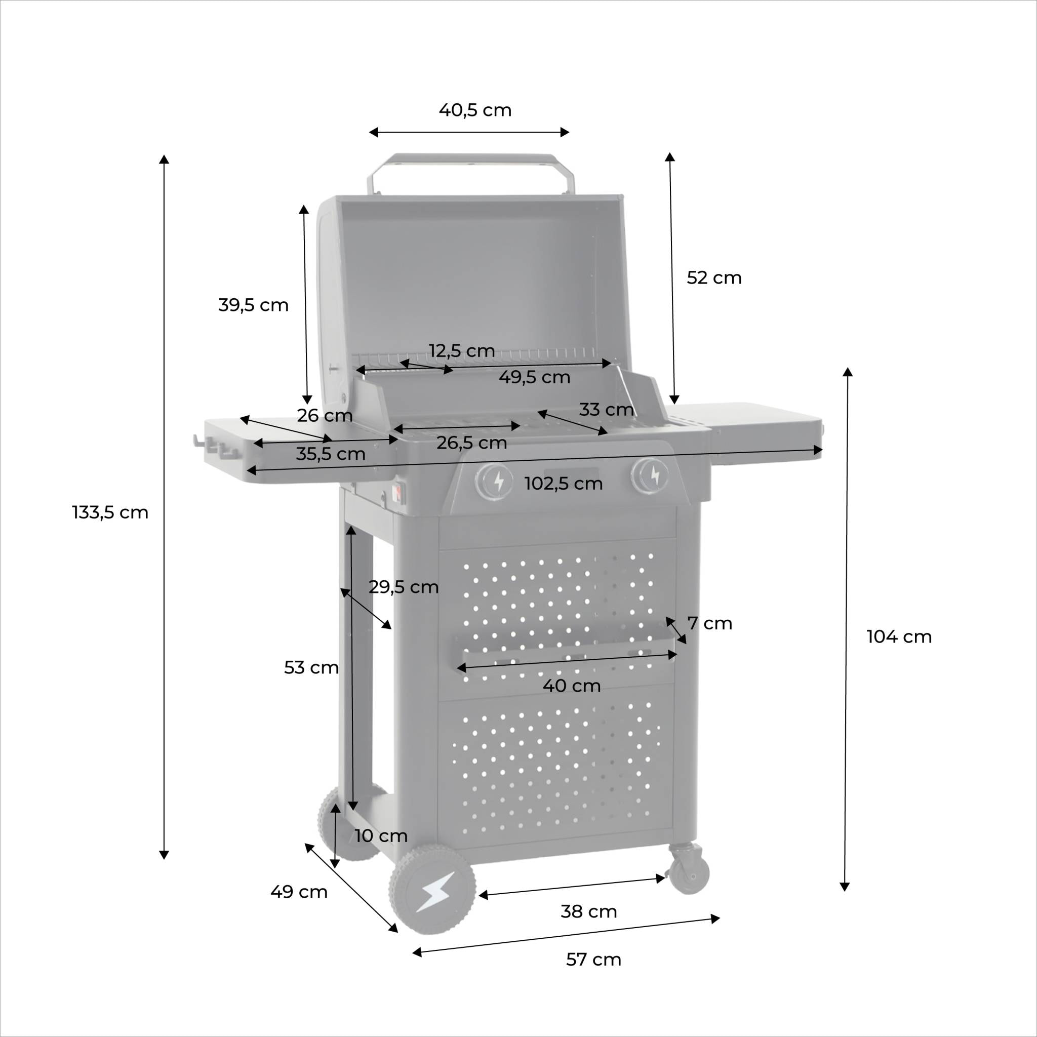 Barbecue électrique acier émaillé 2 brûleurs 2300 W VOLTIS