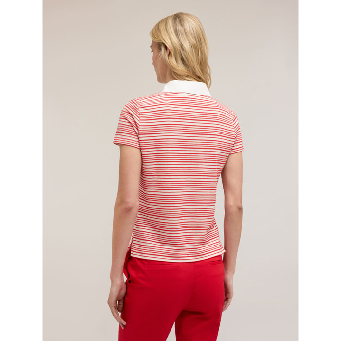Motivi - Camiseta de rayas con cuello bordado con piedras - Rojo