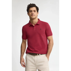 Polo rojo quemado de corte slim con bordado Rigby Go