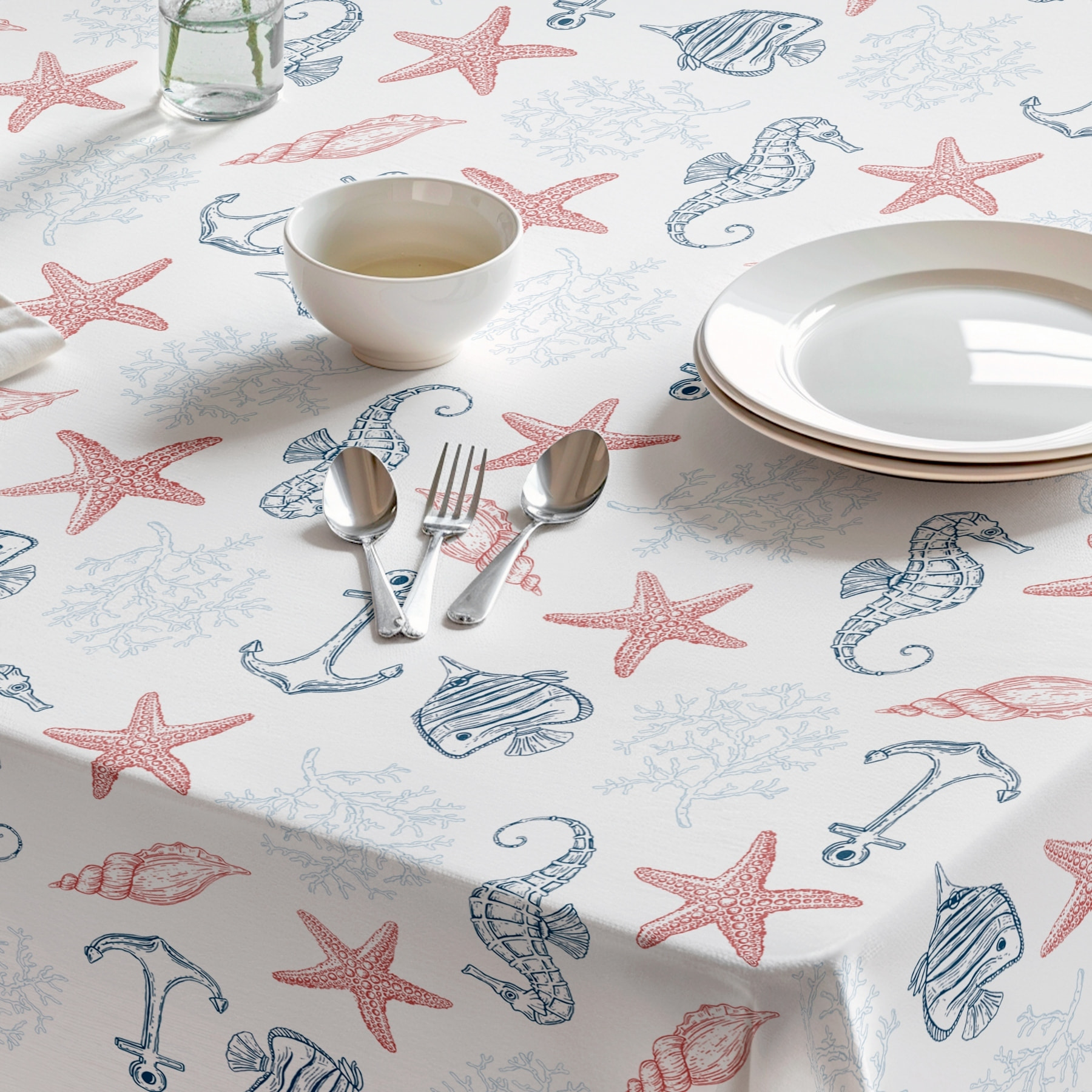 Nappe imprimée anti-tâches BRISA ROUGE