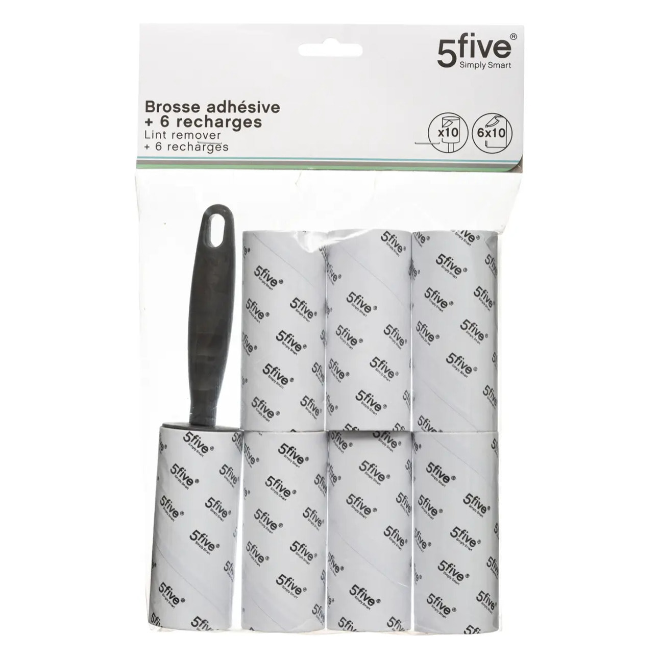 Brosse à vêtements 6 recharges gris