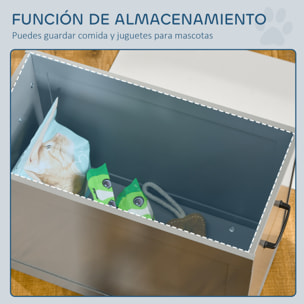 Comedero Perro Elevado con 2 Cuencos de Acero Inoxidable 2x2000 ml Comedero Elevado para Perros Grandes con Tapa Abatible y Almacenamiento Oculto Gris