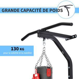 Support sac de boxe fixation sac de frappe barre de traction intégrée charge max. 130 Kg acier noir