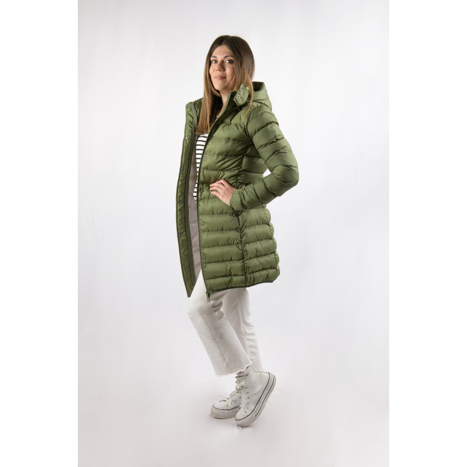 Chaqueta para mujer ECOON Munich Long Jacket - verde oscuro