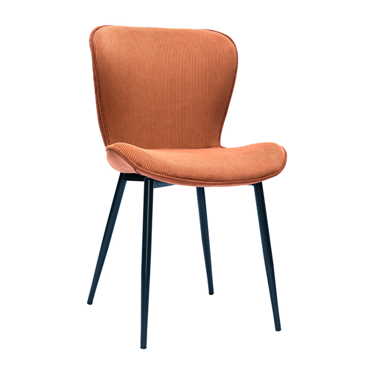 Chaises design en tissu velours côtelé terre brûlée et métal noir (lot de 2) ADDICT