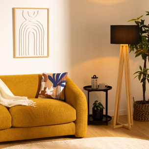 Lampadaire "Molu" - bois et noir H140 cm