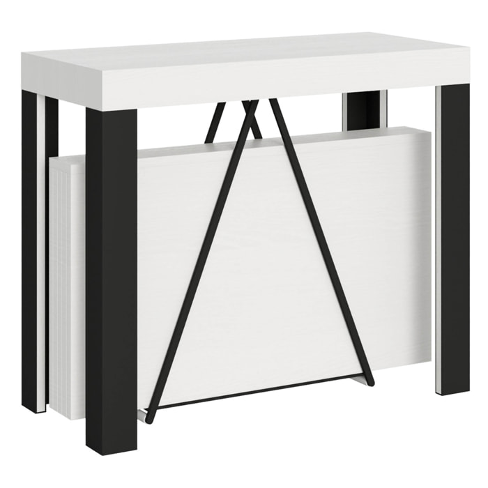 Consolle allungabile 90x40/196 cm Tarax Small bianco frassino telaio antracite