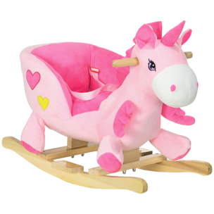 Caballito Balancín para Bebés 18-36 Meses Caballo Balancín en Forma de Unicornio con Música Cinturón de Seguridad Manillar y Reposapiés Carga 30 kg 65x35x45 cm Rosa