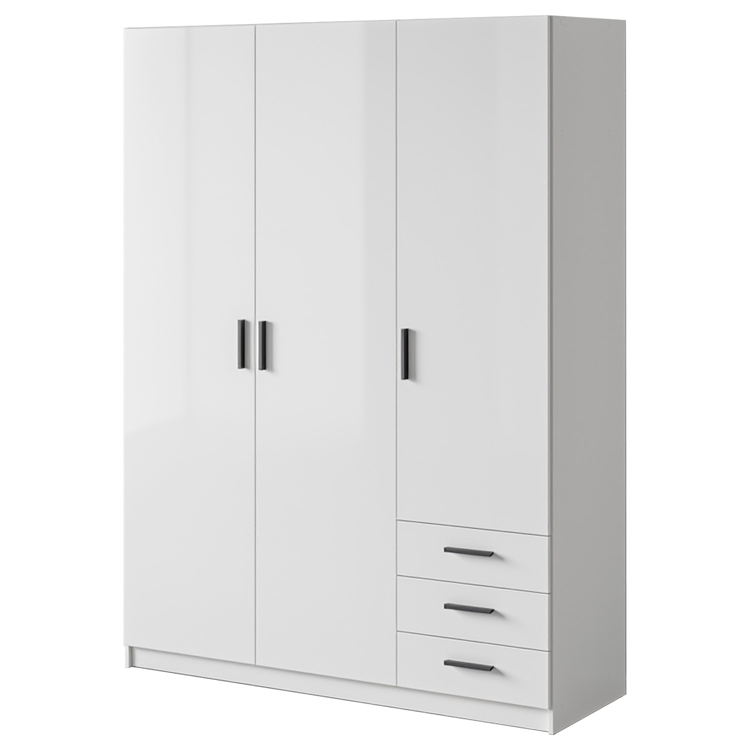 Armadio Con 3 Ante R 3 Cassetti Barra Appendiabiti E 4 Ripiani Di Cui 2 Regolabili Design Moderno Capiente Camera Letto  147 x 49.8 x 200.4 Cm Bianco