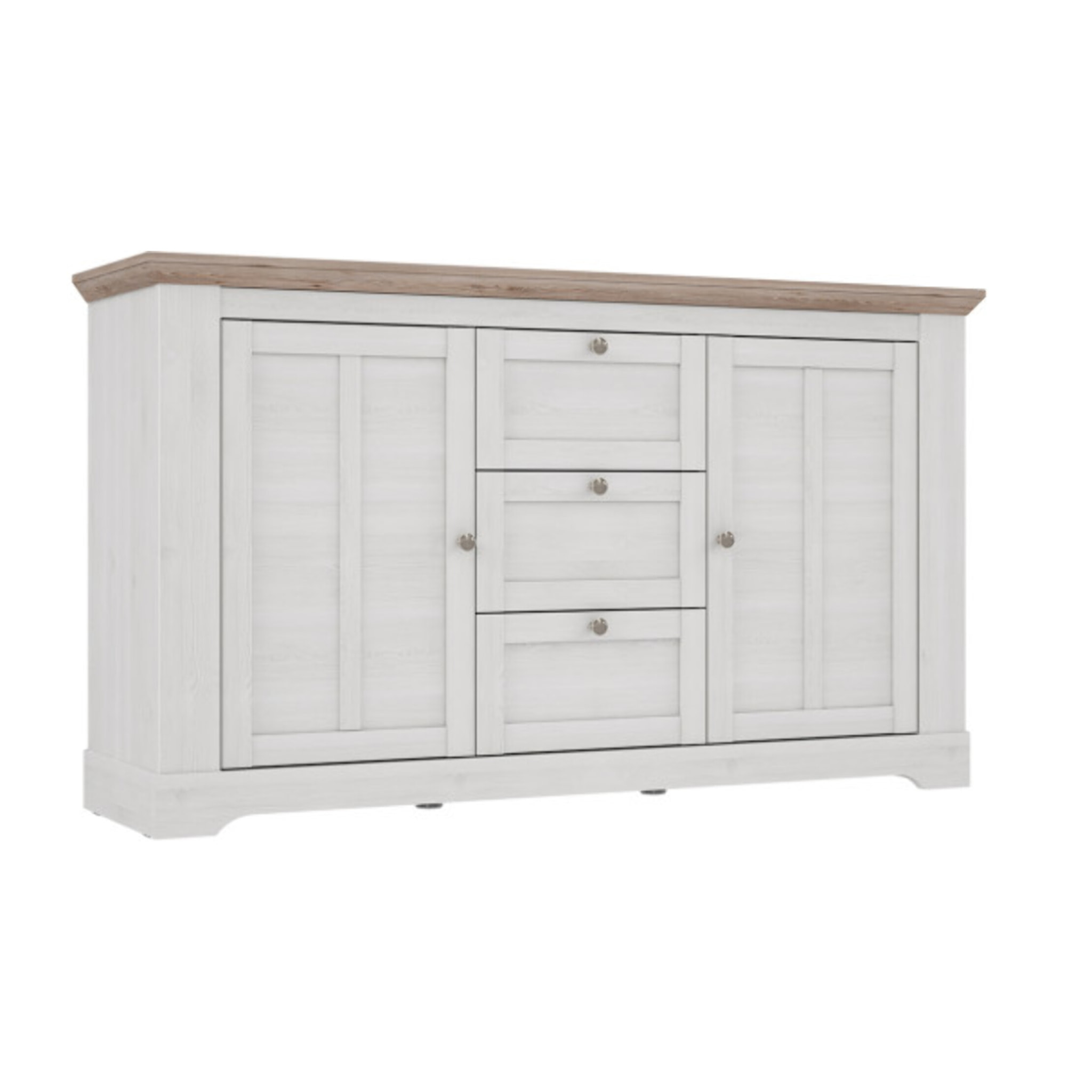 Buffet en bois effet chêne clair blanchi L160cm - ILONA