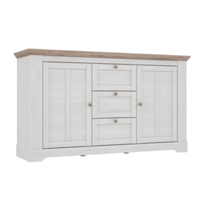 Buffet en bois effet chêne clair blanchi L160cm - ILONA