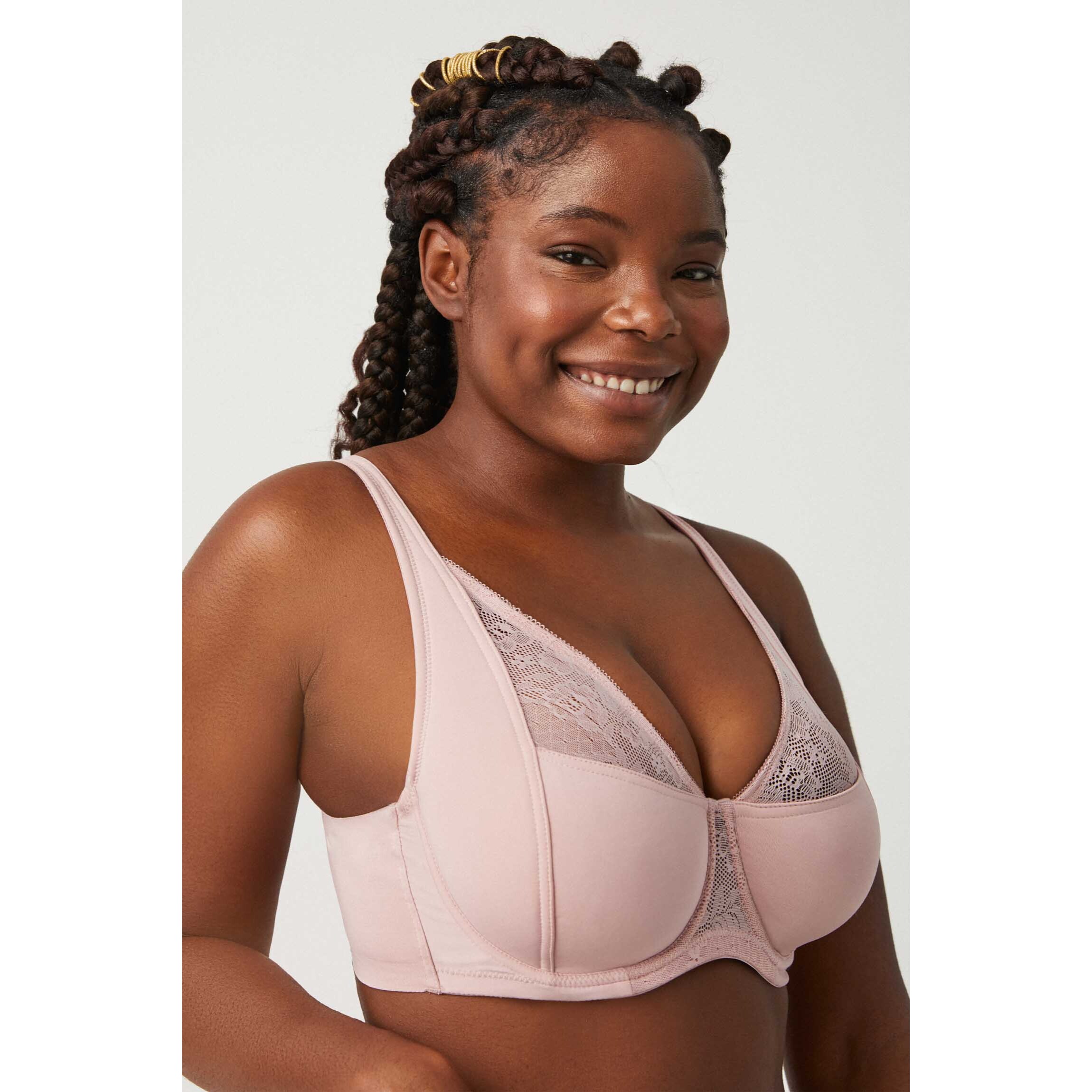 Reggiseno rosa con ferretto non imbottito coppe C D ed E