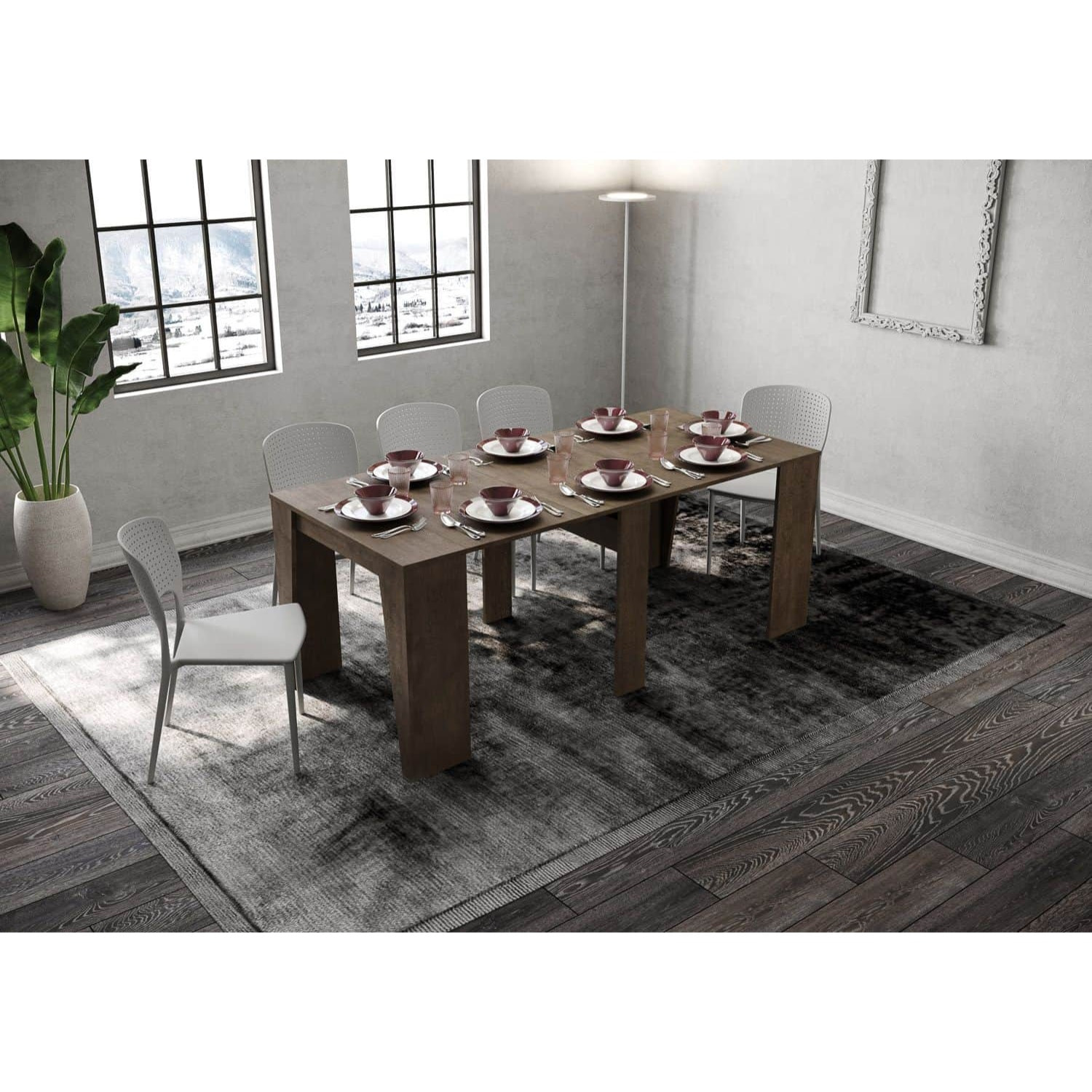 Consolle allungabile 90x48/204 cm Anvar Small Noce