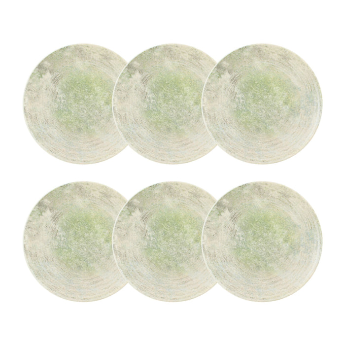 Lot de 6 assiettes à dessert en porcelaine verte 20cm NATURA
