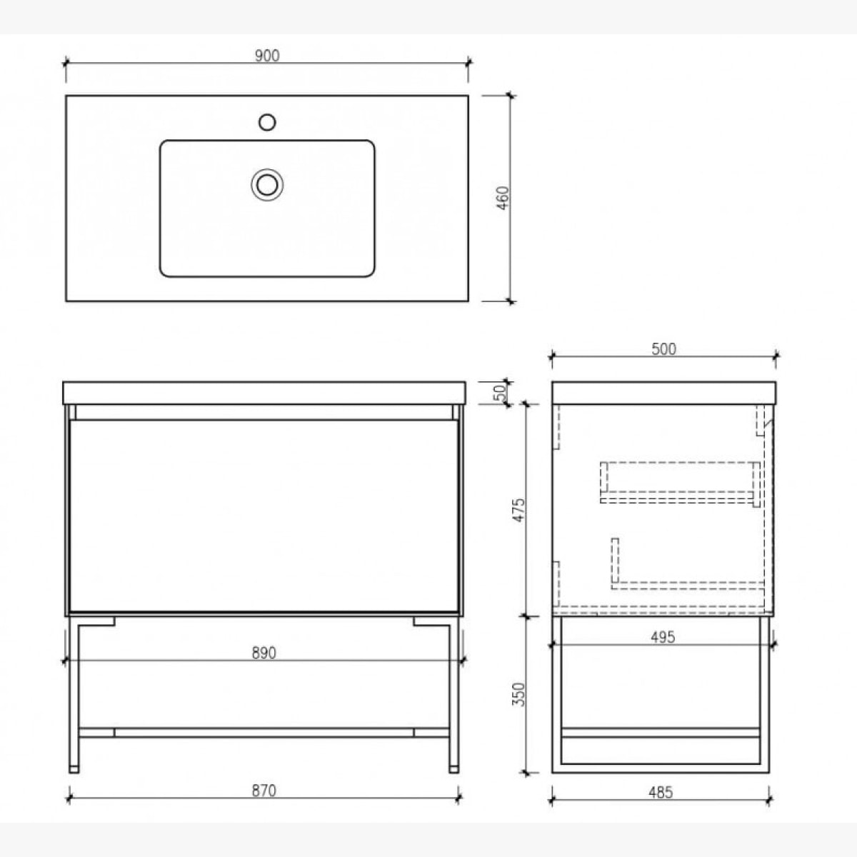 Ensemble meuble de salle de bain 90 cm Aquabella