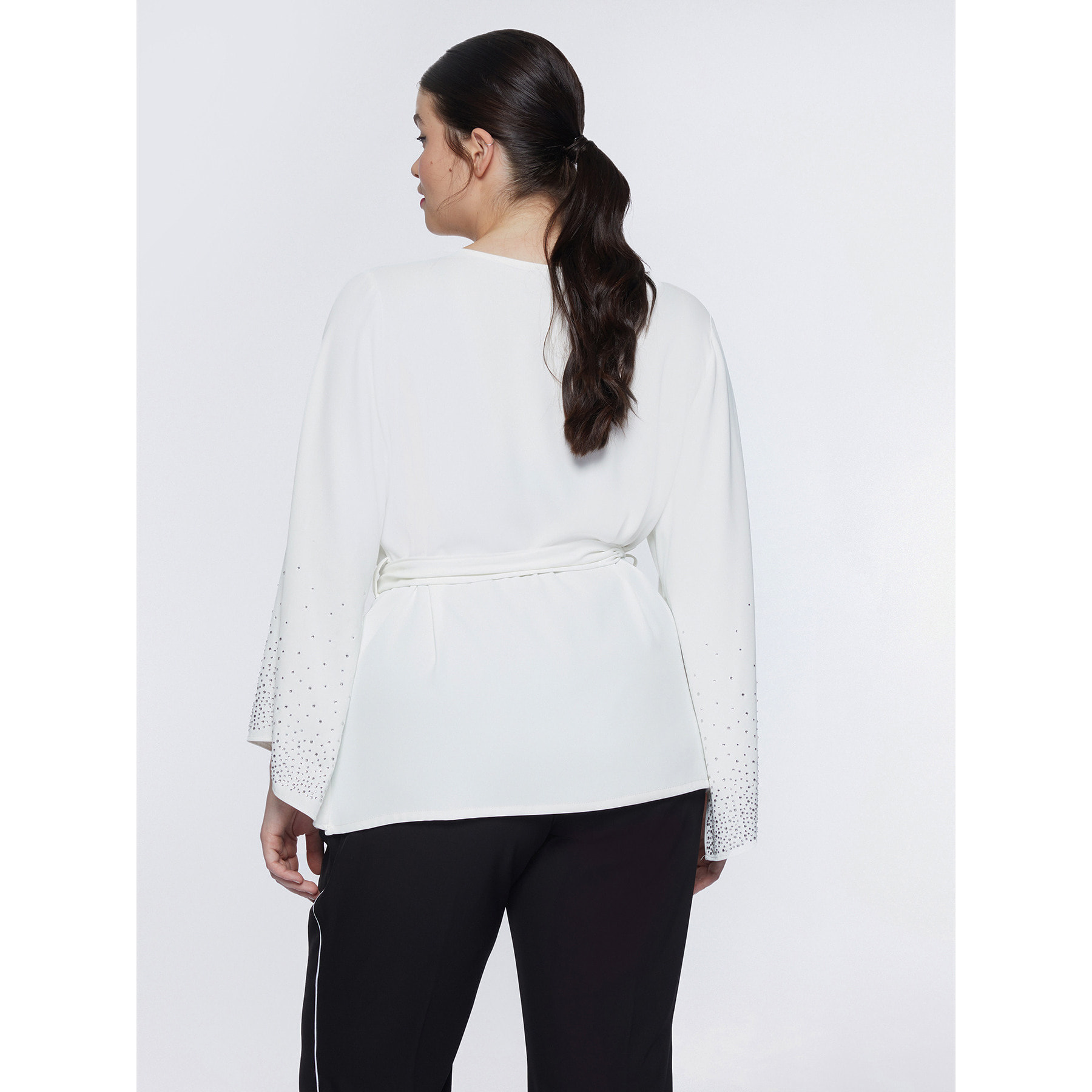 Fiorella Rubino - Blusa blanca con detalles brillantes - Blanco