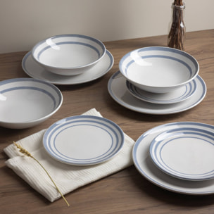 Set de 3 platos hondos ø20cm san ignacio con líneas azules