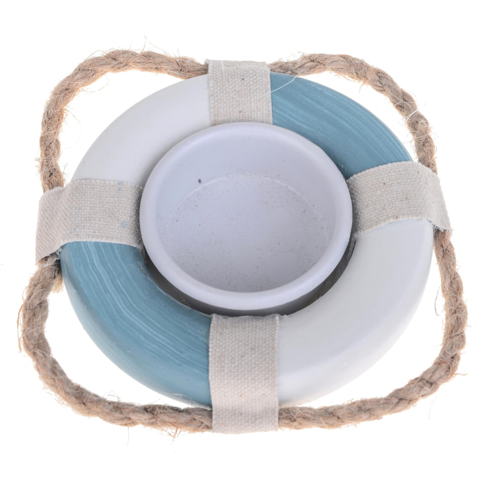 Porta Tea Light A Forma Di Salvagente. Altezza 9 Cm - Pezzi 12 - 9X9X2cm - Colore: Blu - Bianchi Dino - Marina Lanterne E P/Candele