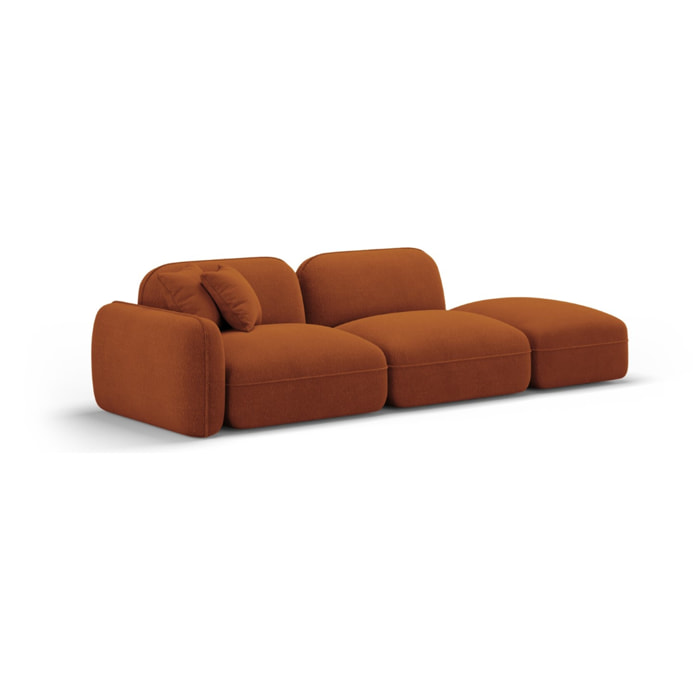 Canapé modulable droit "Lucien" 3 places en velours terracotta